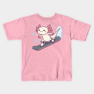 axolotl Funny snowboarding Kids T-Shirt